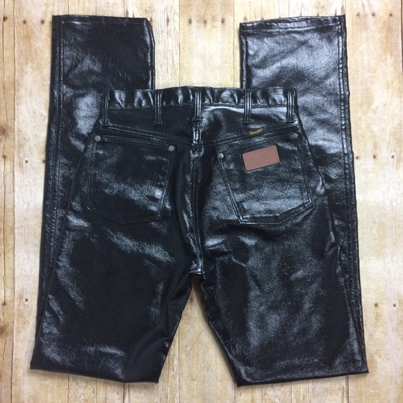 black leather wrangler jeans